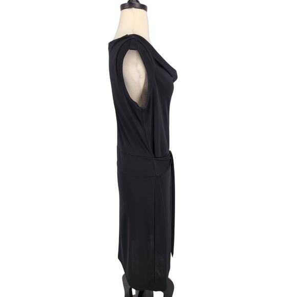 Vintage The Limited Jersey Dress with attached Ties Black Draped Front Medium - Picture 7 of 8